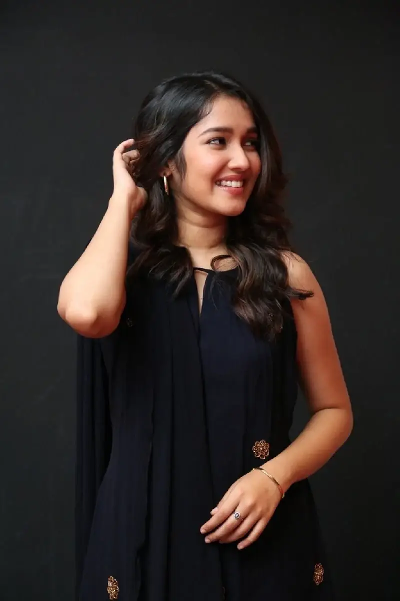 Actress Anikha Surendran in Black Dress at Butta Bomma Movie Trailer Launch